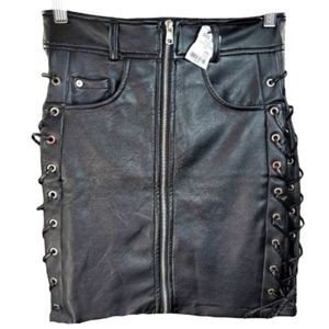 Akira Ammo sexy up up zip up mini skirt moto biker goth Women Small faux leather